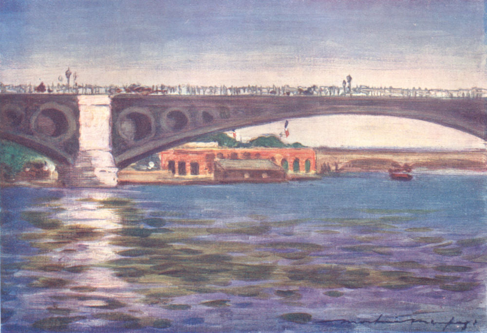 PARIS. Pont Concorde 1909 old antique vintage print picture